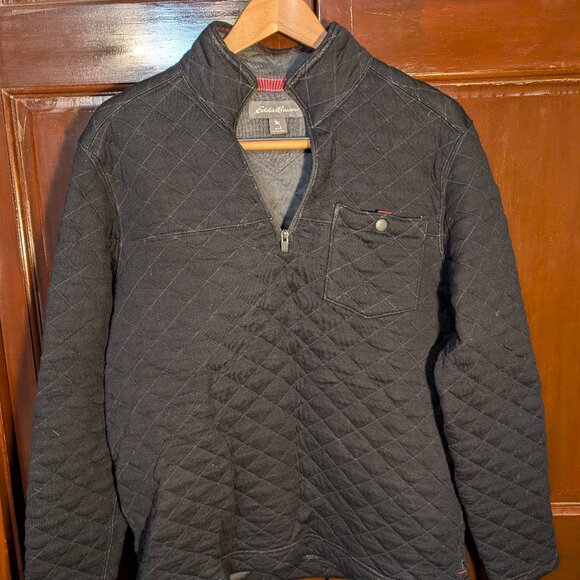 Eddie Bauer Quilted 1/4 zip - Black - Small - Picture 1 of 5